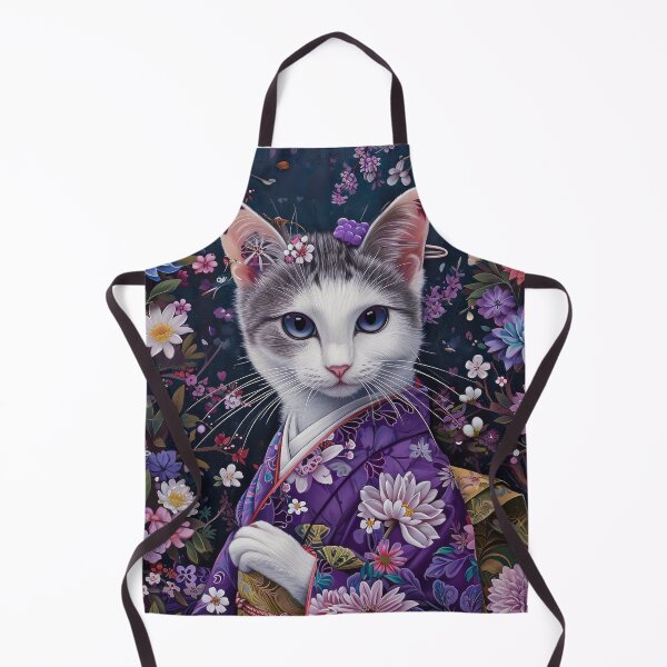 Item preview, cute Maiko cat in kimono, Japanese kawaii art illustration designed and sold by WallyPink.