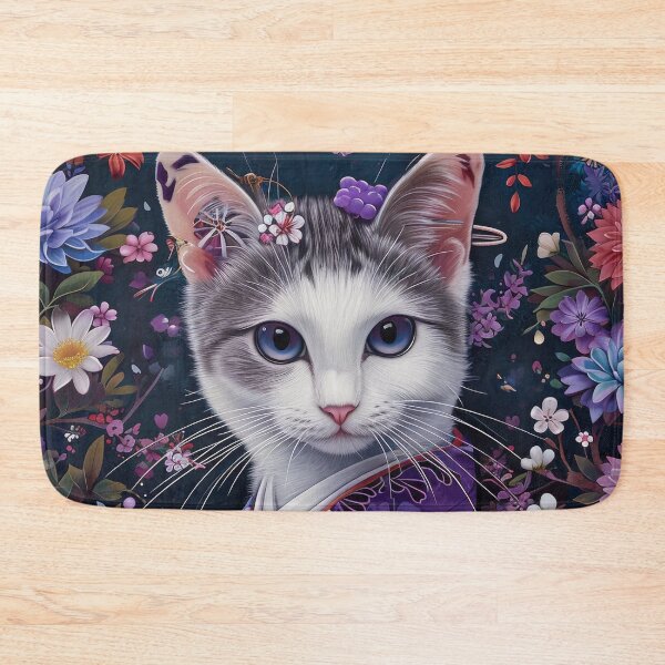 Item preview, cute Maiko cat in kimono, Japanese kawaii art illustration designed and sold by WallyPink.