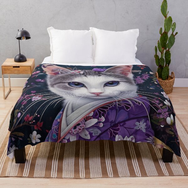 Item preview, cute Maiko cat in kimono, Japanese kawaii art illustration designed and sold by WallyPink.