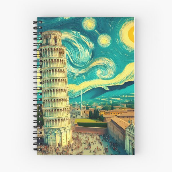 Item preview, Leaning Tower of Pisa, Italy, design in the style of Vincent van Gogh Starry Night designed and sold by CreativeSparkzz.
