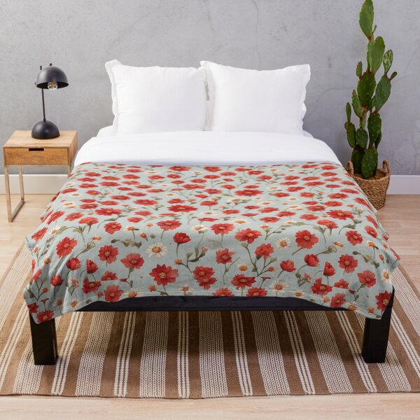 Item preview, Red and White Daisy Flowers ; Floral Pattern designed and sold by PatternInArt.