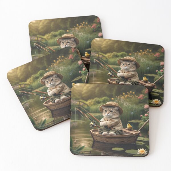 Item preview, Fisherman Cat's Peaceful Pond Adventure designed and sold by catontheroof.