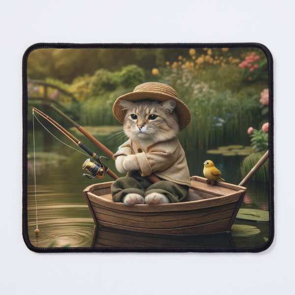Item preview, Fisherman Cat's Peaceful Pond Adventure designed and sold by catontheroof.
