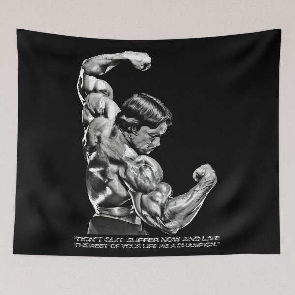 Item preview, Stoic Quote "Don't quit. Suffer now and live the rest of your life as a champion." Muhammad Ali. Arnold Schwarzenegger Fan art designed and sold by HuzaifaNaveedh.