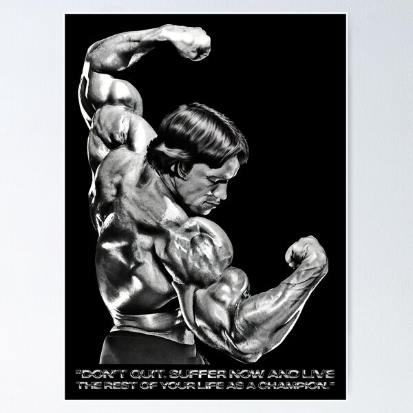 Item preview, Stoic Quote "Don't quit. Suffer now and live the rest of your life as a champion." Muhammad Ali. Arnold Schwarzenegger Fan art designed and sold by HuzaifaNaveedh.