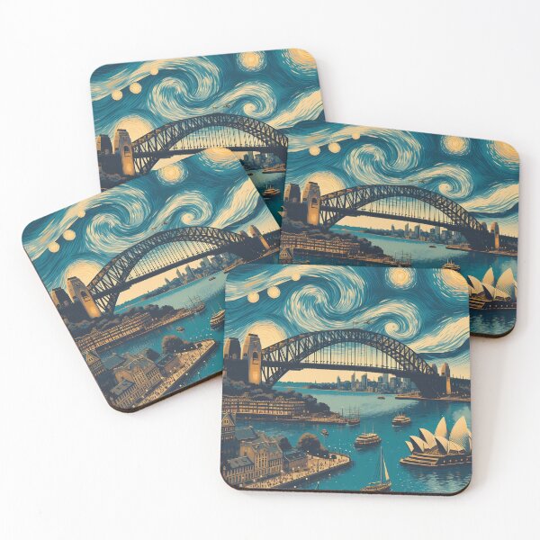 Artikelvorschau, Sydney, Australien, Design im Stil von Vincent van Gogh Sternennacht entworfen und verkauft von CreativeSparkzz.