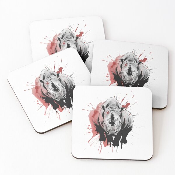 Artikelvorschau, Minimalistisches Tusche-Aquarell-Spritzer-Nashorn entworfen und verkauft von SwanAndStone.