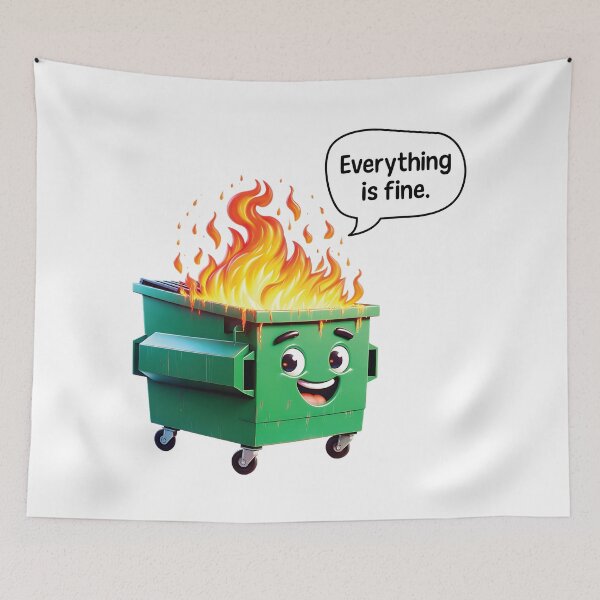 Item preview, Everything Is Fine Funny Dumpster Fire Design designed and sold by ThreadofHonor.