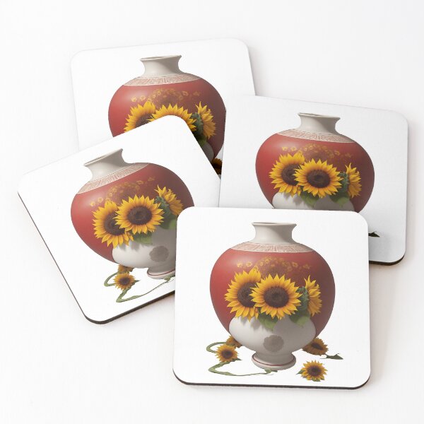 Item preview, sunflowers in chinese cloisonne red vase beautiful flowers summer and spring style designed and sold by Carlos Gudino.
