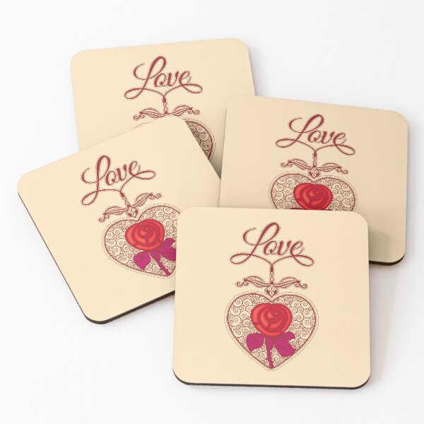 Item preview, LOVE HEART (Rose and Text) - Natural designed and sold by ifourdezign.