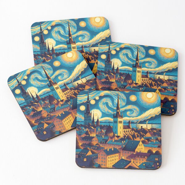 Artikelvorschau, Tallinn, Estland, Design im Stil von Vincent van Gogh Sternennacht entworfen und verkauft von CreativeSparkzz.