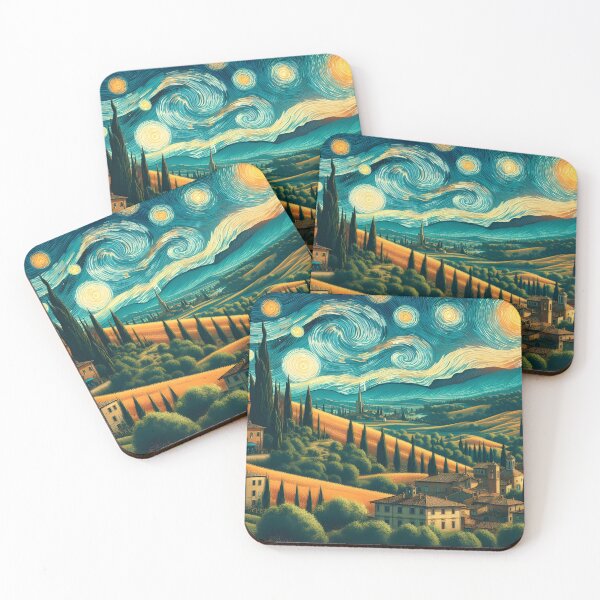 Artikelvorschau, Toskana, Italien, Design im Stil von Vincent van Gogh Sternennacht entworfen und verkauft von CreativeSparkzz.