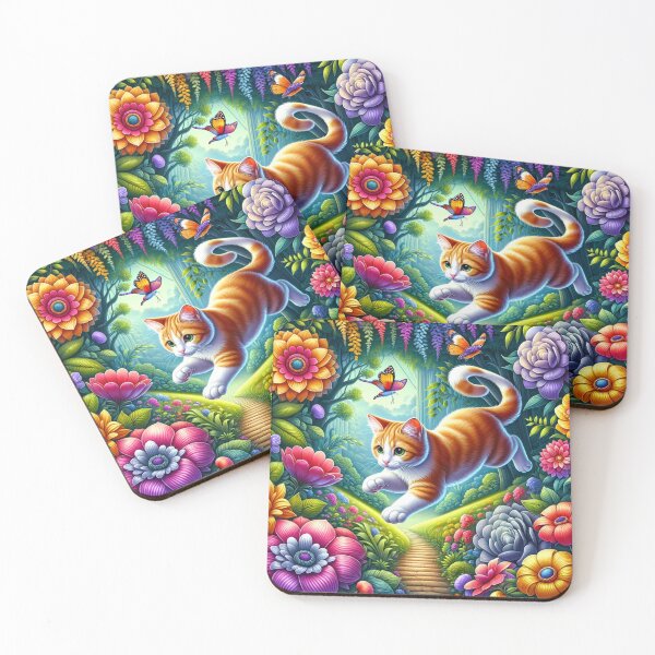 Item preview, Garden Frolics of a Whimsical Cat designed and sold by Shams-Studio.