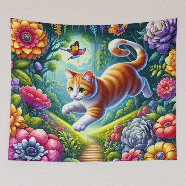 Item preview, Garden Frolics of a Whimsical Cat designed and sold by Shams-Studio.