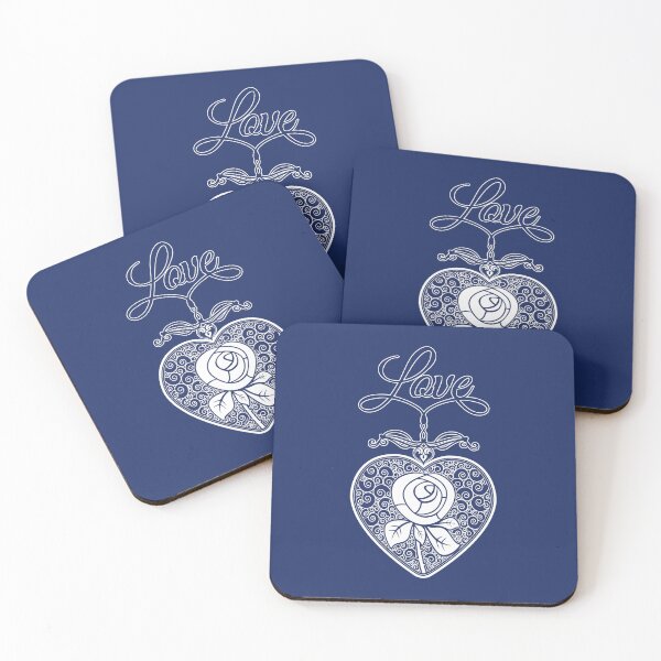 Item preview, LOVE HEART (Rose and Text) - Navy designed and sold by ifourdezign.