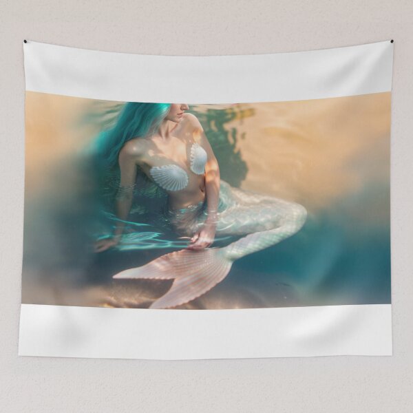 Item preview, A mermaid is half covered by water. designed and sold by piscesmermaid.