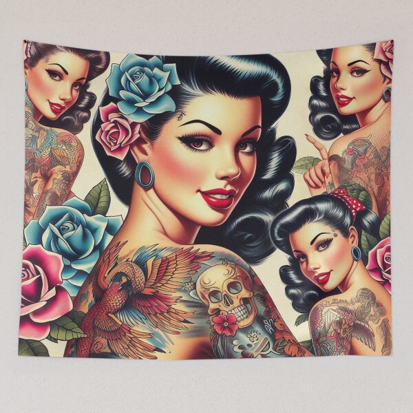 Item preview, Old School Tattooed Girl designed and sold by PulpVintage.