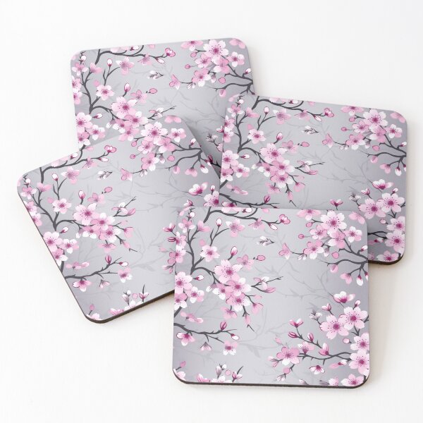 Item preview, Silver and Violet Oriental Cherry Blossoms on Beige and Chinese Wedding Double Happiness | Japanese Sakura designed and sold by GrinGalore.