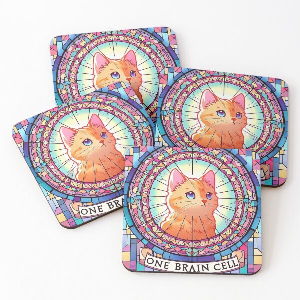 Item preview, Ginger Cat - One Brain Cell (Stained glass window) designed and sold by Vkinsify.