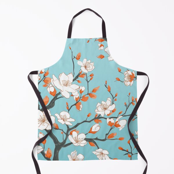 Item preview, Cyan Orange Oriental Cherry Blossoms on Beige and Chinese Wedding Double Happiness | Japanese Sakura designed and sold by GrinGalore.