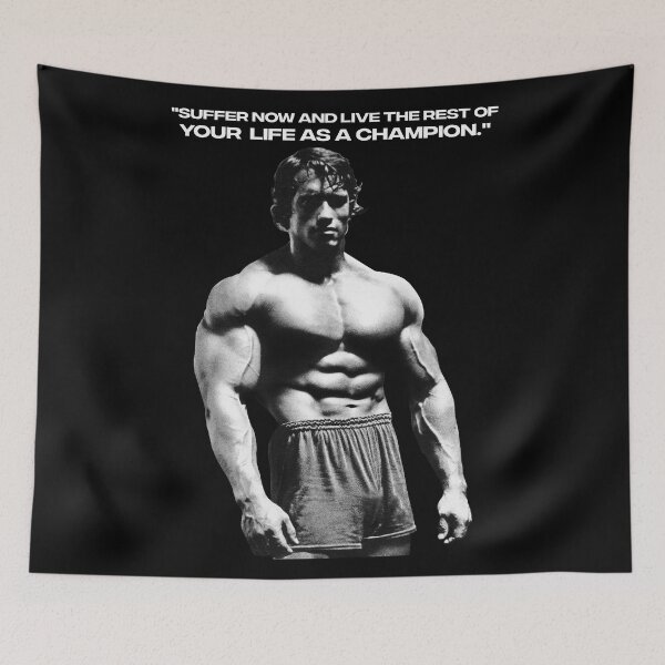 Item preview, Stoic Quote "Don't quit. Suffer now and live the rest of your life as a champion." Muhammad Ali. Arnold Schwarzenegger Fan art designed and sold by HuzaifaNaveedh.