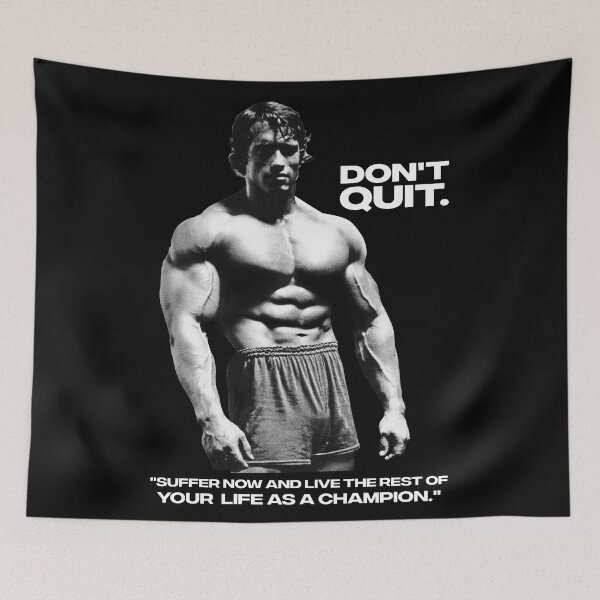 Item preview, Stoic Quote "Don't quit. Suffer now and live the rest of your life as a champion." Muhammad Ali. Arnold Schwarzenegger Fan art designed and sold by HuzaifaNaveedh.