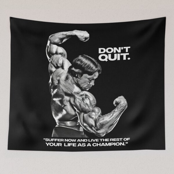Item preview, Stoic Quote "Don't quit. Suffer now and live the rest of your life as a champion." Muhammad Ali. Arnold Schwarzenegger Fan art designed and sold by HuzaifaNaveedh.