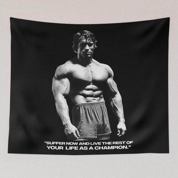 Item preview, Stoic Quote "Don't quit. Suffer now and live the rest of your life as a champion." Muhammad Ali. Arnold Schwarzenegger Fan art designed and sold by HuzaifaNaveedh.