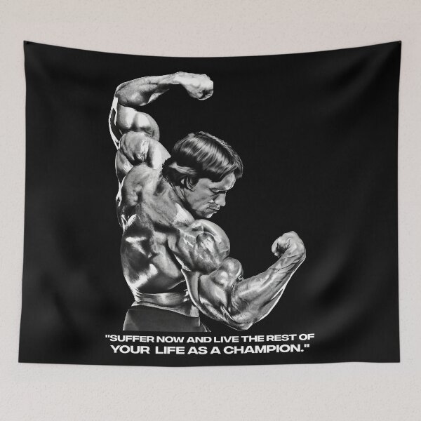 Item preview, Stoic Quote "Don't quit. Suffer now and live the rest of your life as a champion." Muhammad Ali. Arnold Schwarzenegger Fan art designed and sold by HuzaifaNaveedh.