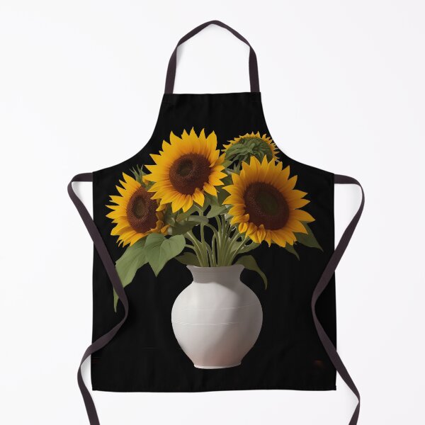Item preview, sunflowers in a white vase on black background summer and spring style for girls designed and sold by Carlos Gudino.