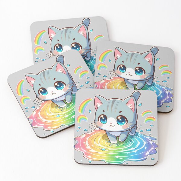 Item preview, Rainbow Puddle Kitten designed and sold by Vkinsify.