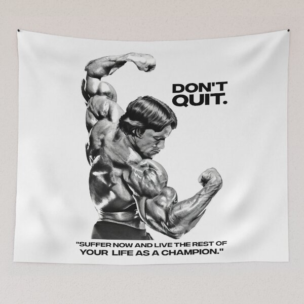 Item preview, Stoic Quote "Don't quit. Suffer now and live the rest of your life as a champion." Muhammad Ali. Arnold Schwarzenegger Fan art designed and sold by HuzaifaNaveedh.