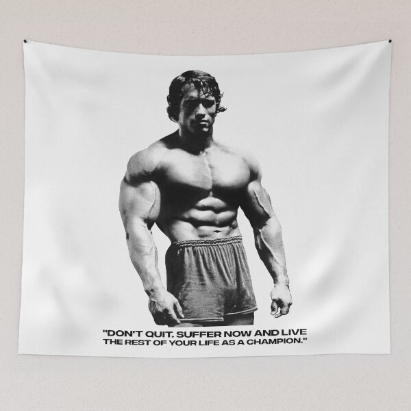 Item preview, Stoic Quote "Don't quit. Suffer now and live the rest of your life as a champion." Muhammad Ali. Arnold Schwarzenegger Fan art designed and sold by HuzaifaNaveedh.