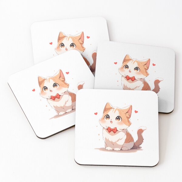Item preview, Cute Kawaii Happy Cat Kitten in Love designed and sold by CozyKawaiiArt.