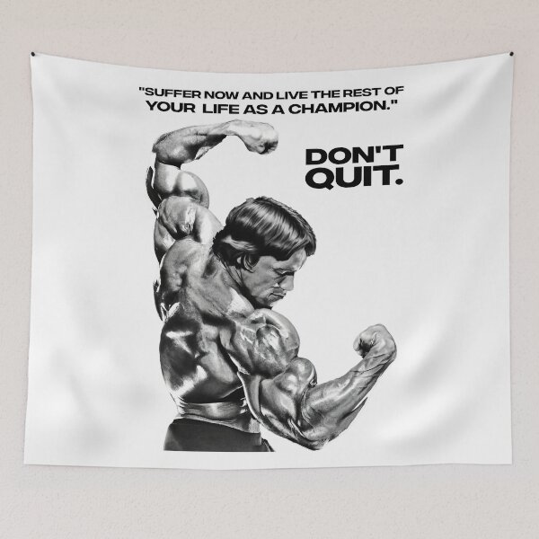 Item preview, Stoic Quote "Don't quit. Suffer now and live the rest of your life as a champion." Muhammad Ali. Arnold Schwarzenegger Fan art designed and sold by HuzaifaNaveedh.