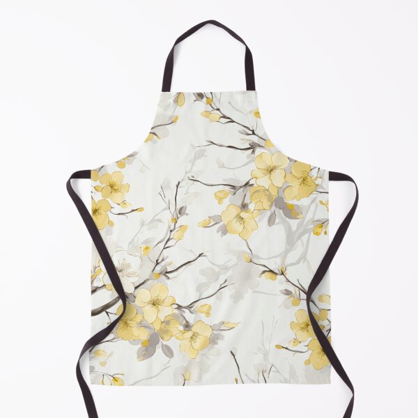 Item preview, Watercolor Yellow Grey Oriental Cherry Blossoms on Beige and Chinese Wedding Double Happiness | Japanese Sakura designed and sold by GrinGalore.