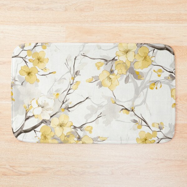 Item preview, Watercolor Yellow Grey Oriental Cherry Blossoms on Beige and Chinese Wedding Double Happiness | Japanese Sakura designed and sold by GrinGalore.