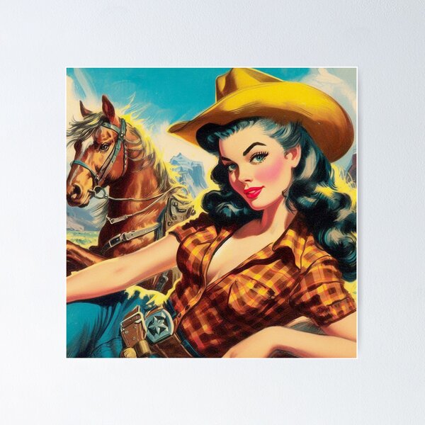Item preview, Retro Cute Cowgirl designed and sold by PulpVintage.
