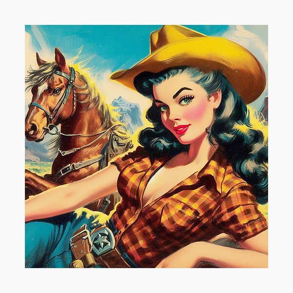 Item preview, Retro Cute Cowgirl designed and sold by PulpVintage.