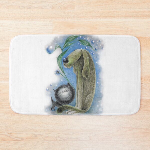 Item preview, Long Dog with Black Cat. FunIllustration designed and sold by Baltuka.