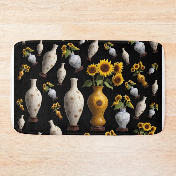 Item preview, Pattern of vases and sunflowers black background summer and spring collection style designed and sold by Carlos Gudino.