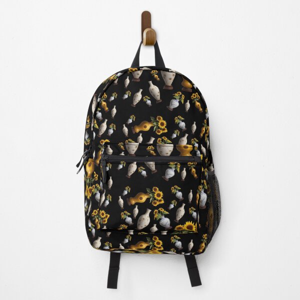 Item preview, Pattern of vases and sunflowers black background summer and spring collection style designed and sold by Carlos Gudino.