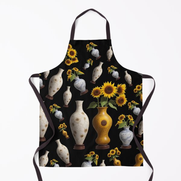 Item preview, Pattern of vases and sunflowers black background summer and spring collection style designed and sold by Carlos Gudino.