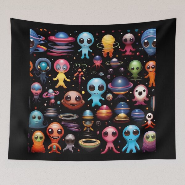 Aperçu de l'œuvre happy aliens créée et vendue par bonjourmadame4.