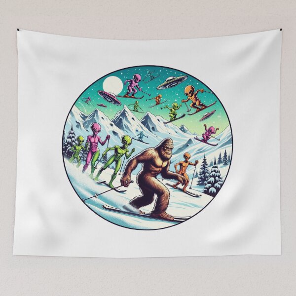 Item preview, Intergalactic Skiing | Bigfoot And Aliens | Ufo | Believe designed and sold by ShopCoolStop.