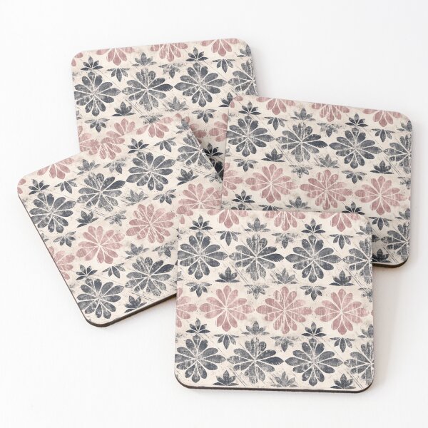 Item preview, Floral Block Print Rows designed and sold by nicbeeseart.