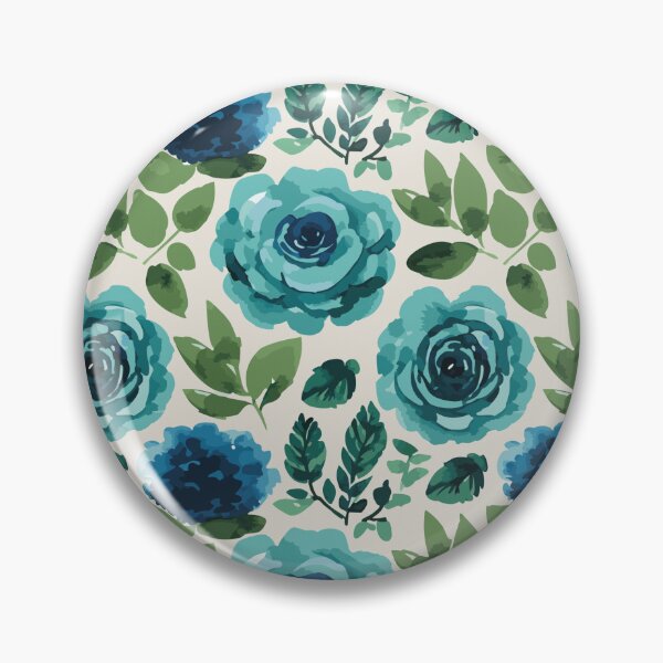 Item preview, Teal and Blue Watercolor Flowers designed and sold by Pattern_Haus.