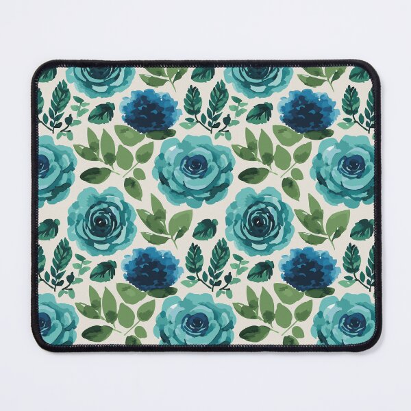 Item preview, Teal and Blue Watercolor Flowers designed and sold by Pattern_Haus.