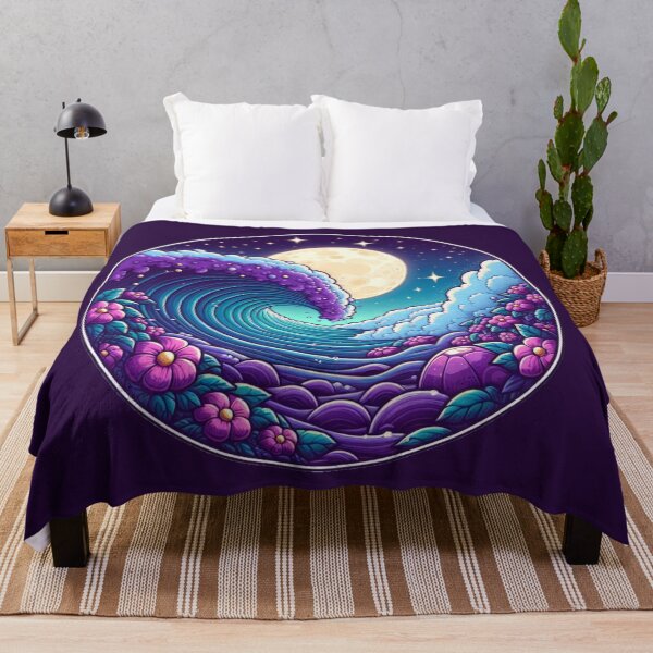 Item preview, full moon and a wave of flowers designed and sold by PlantedDesign.