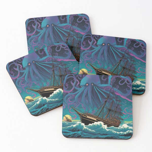 Item preview, Classic Trippy Monster Kraken Attacking Ship designed and sold by TheDarkWardrobe.